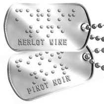 'Wine Bottle' Braille Tag Braille Assist Tags - ⠍⠑⠗⠇⠕⠞ ⠺⠊⠝⠑ MERLOT WINE     