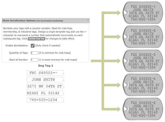 How to sequentially number Crab Trap Tags